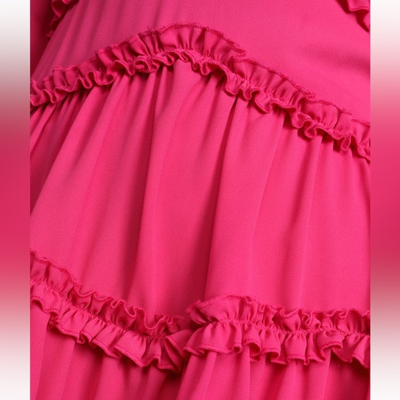 Lulus size Small Simply Darling Long Sleeve Ruffled Dress in Magenta - Picture 3 of 7